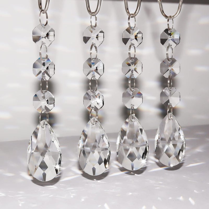 Yapicoco Shower Curtain Hooks Rings for Bathroom  12PCS Water Drops Crystal Bead Stainless Steel Rust Resistant Clear Shower Curtain Rings for Shower Curtains  Kitchen Utensils  etc. - Image 2